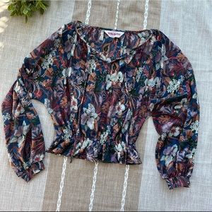 Vintage Elles Belles 70s Floral Peasant Top